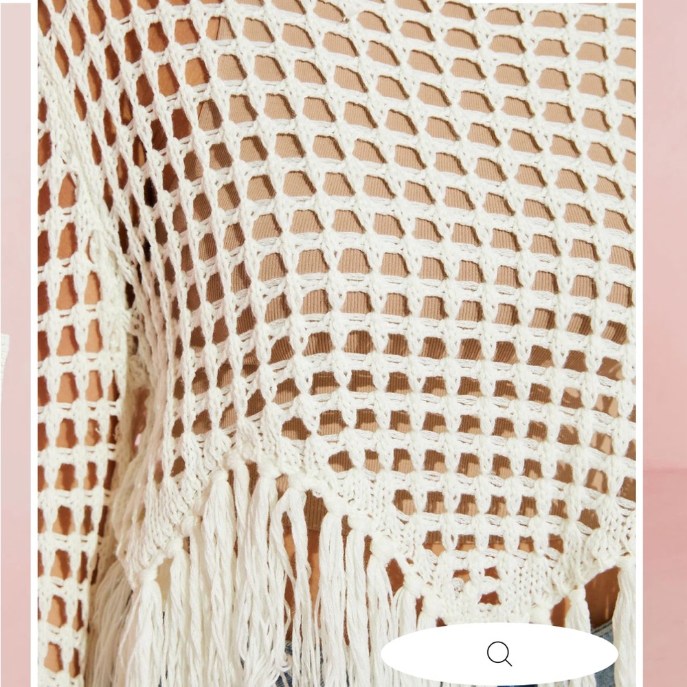 RAMY CROCHET FRINGE HEM COVER UP TOP - IVORY - Picture 3 of 7